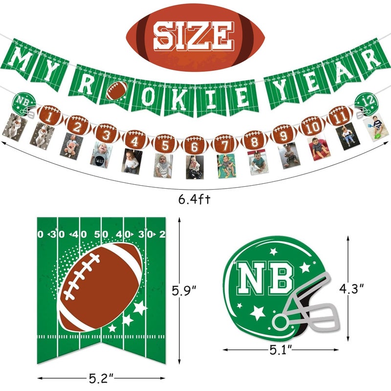 Faisichocalato Football 1st Birthday Banner for Party Decorations, Football Theme Monthly Milestone Photo Banner, My Rookie Year First Birthday Celebration Super Bowl Party Supplies - Image 2